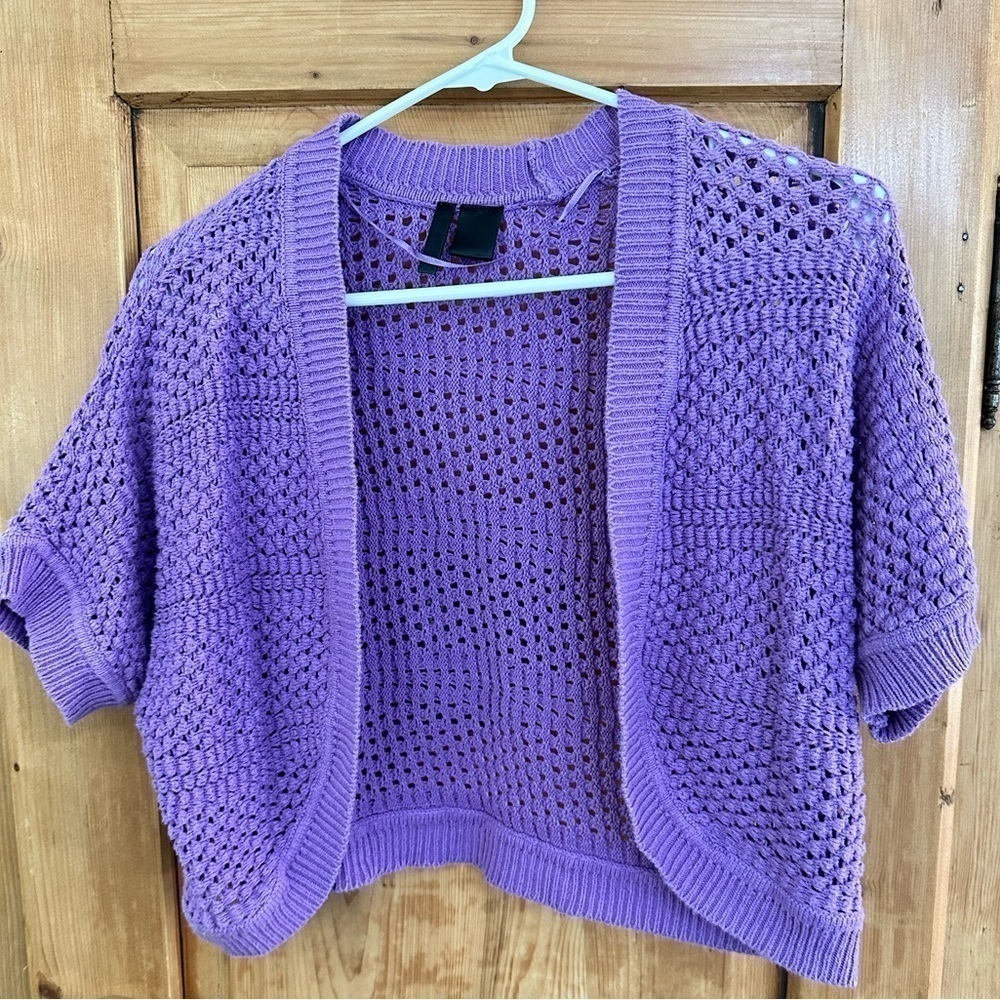 Women’s Lightweight Purple Loose Knit Shrug Size Medium